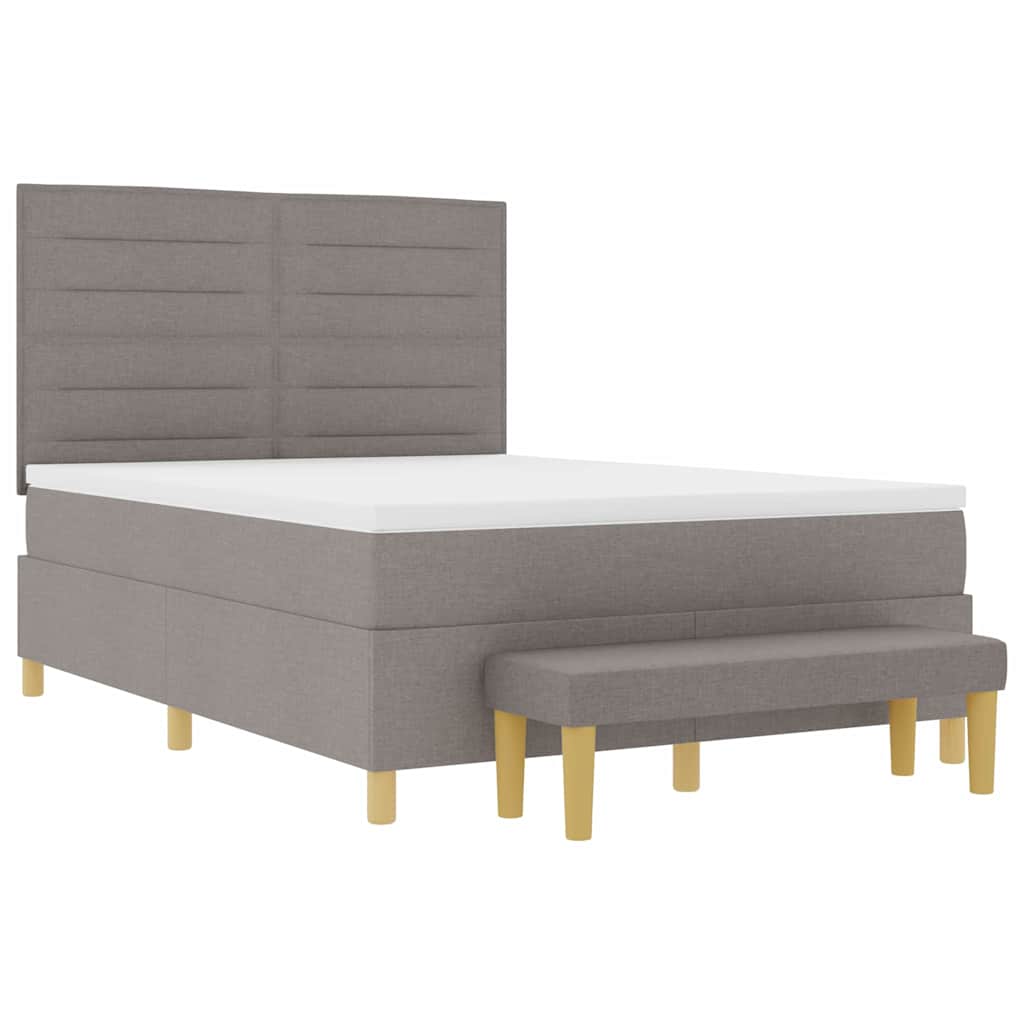 Bäddfjäder Med Huvudgavel Taupe 200 X 140 Cm Tyg