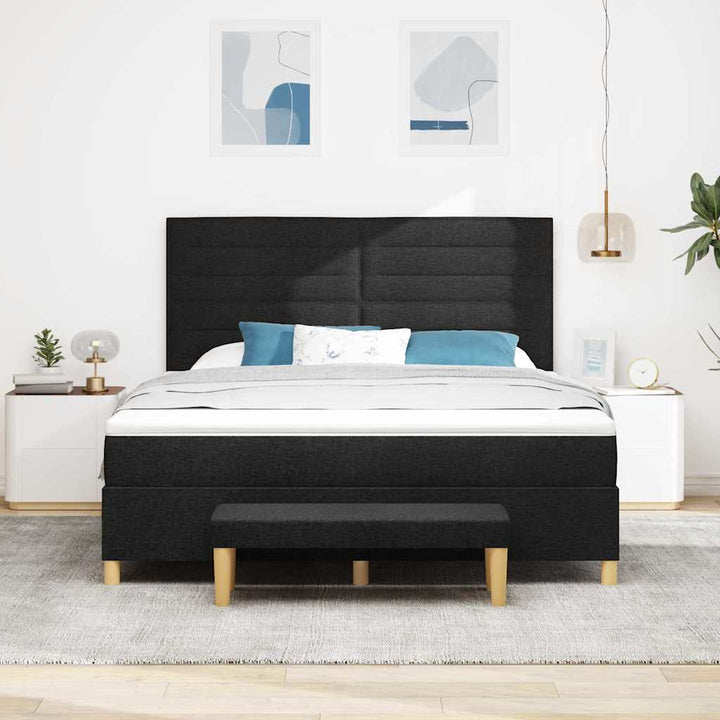 Bäddfjäder Med Huvudgavel Svart 200 X 180 Cm Tyg