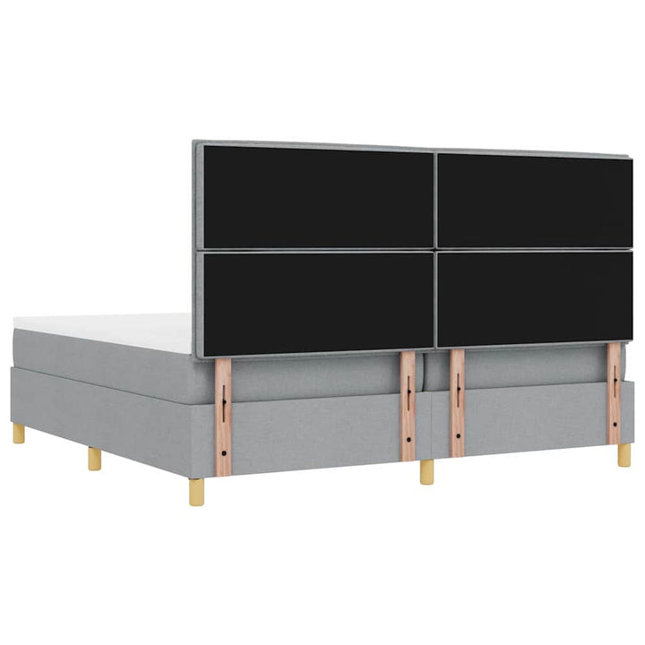Bäddfjäder Med Madrass Med Huvudgavel Ljusgrå 200 X 200 Cm Tyg