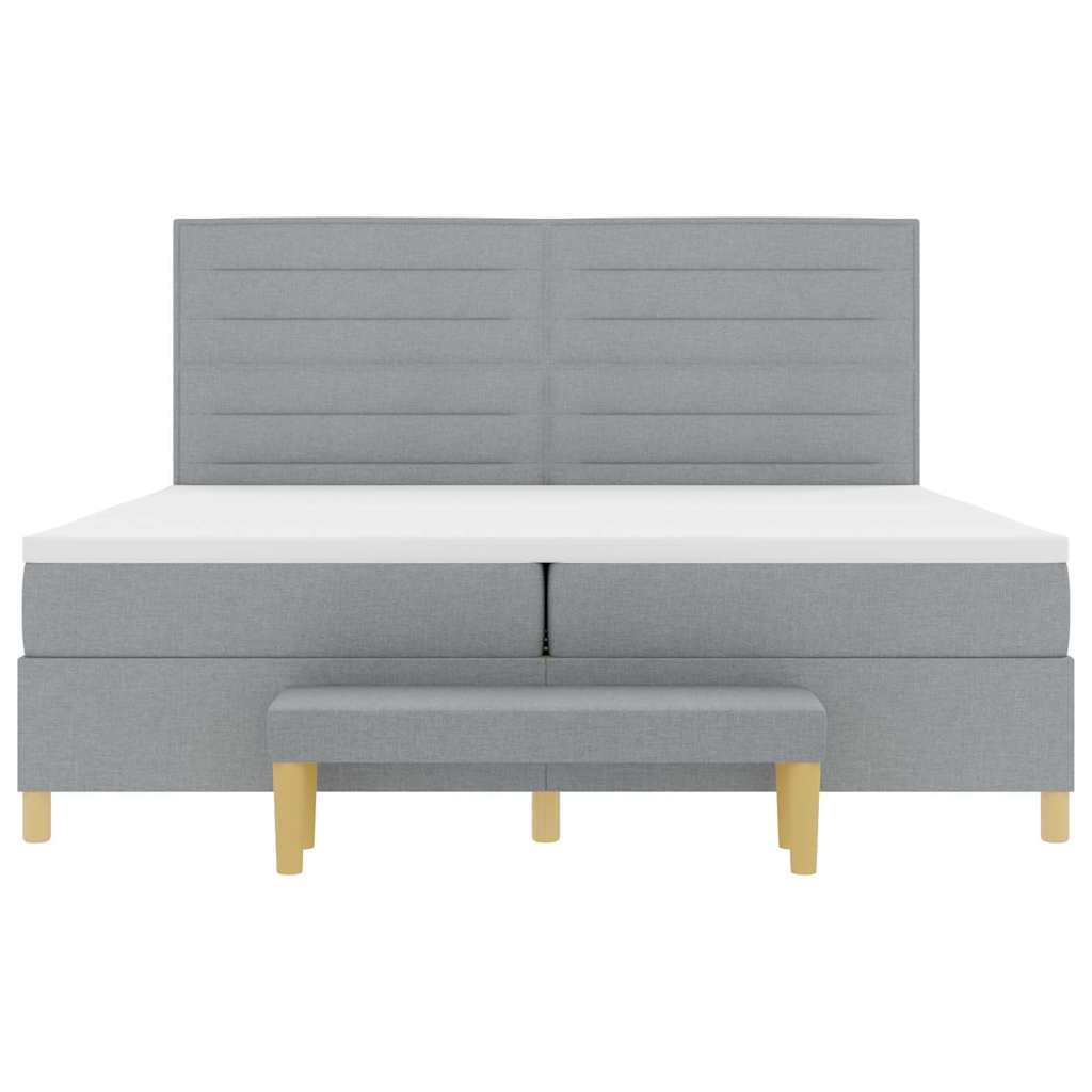 Bäddfjäder Med Madrass Med Huvudgavel Ljusgrå 200 X 200 Cm Tyg