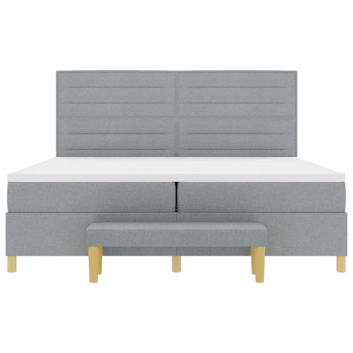 Bäddfjäder Med Madrass Med Huvudgavel Ljusgrå 200 X 200 Cm Tyg