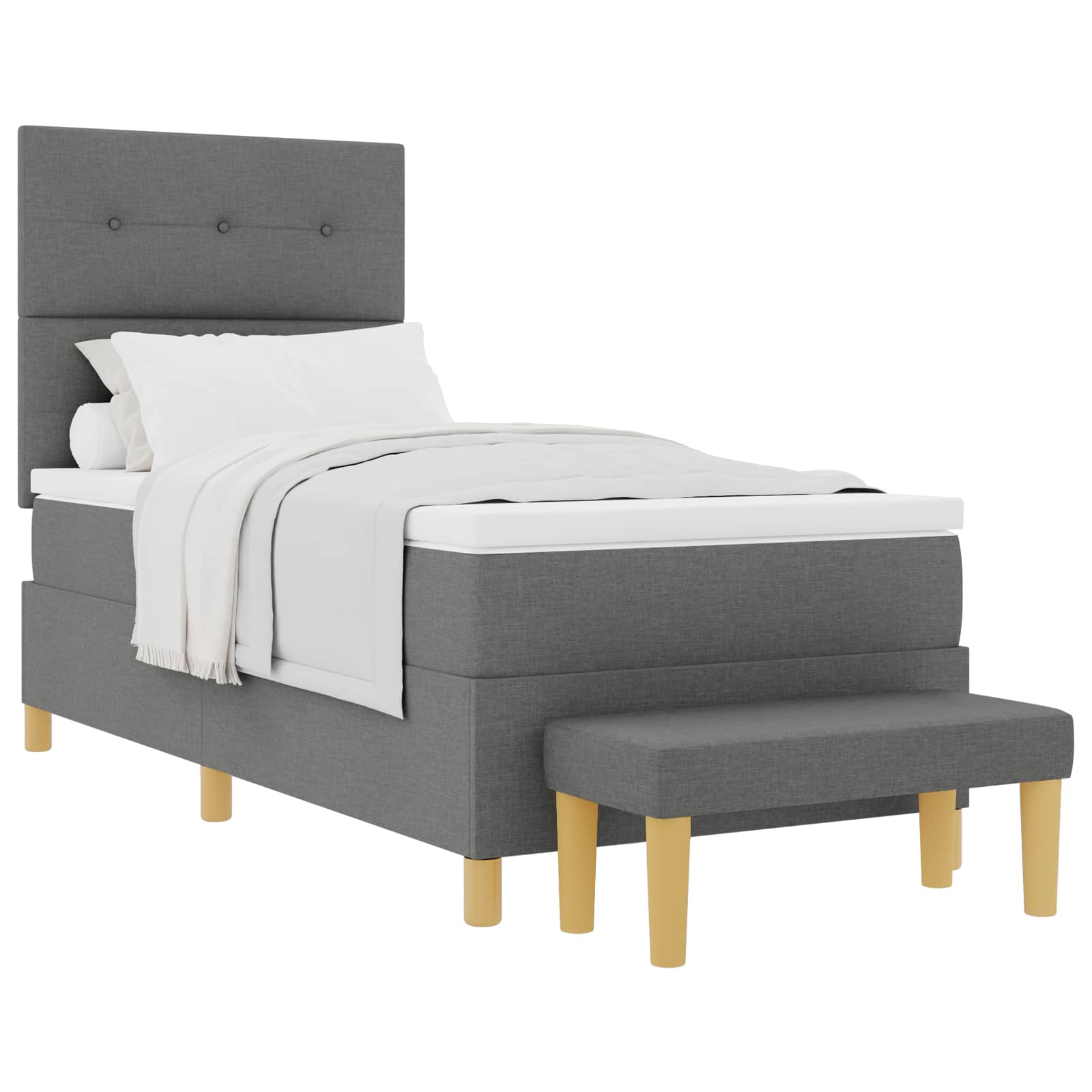 Bäddfjäder Med Huvudgavel Mörkgrå 200 X 80 Cm Tyg