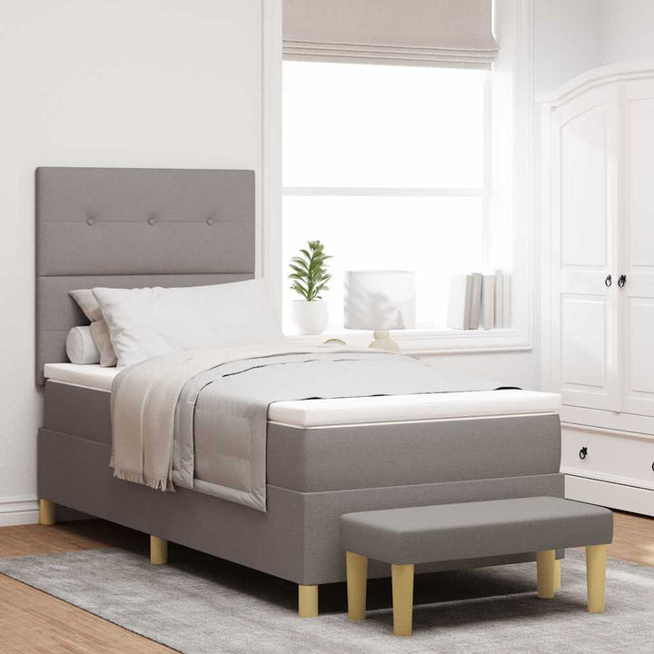 Bäddfjäder Med Kudde Med Huvudgavel Taupe 200 X 80 Cm Tyg