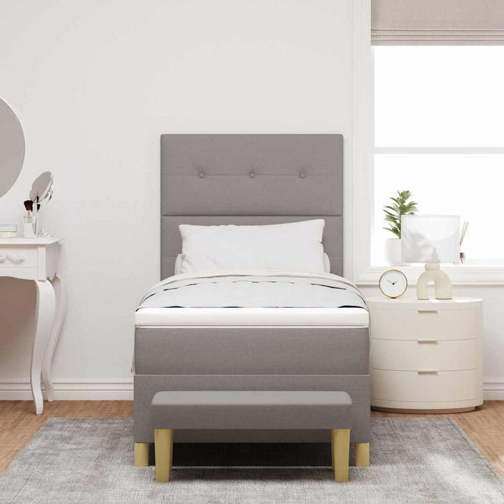 Bäddfjäder Med Kudde Med Huvudgavel Taupe 200 X 80 Cm Tyg