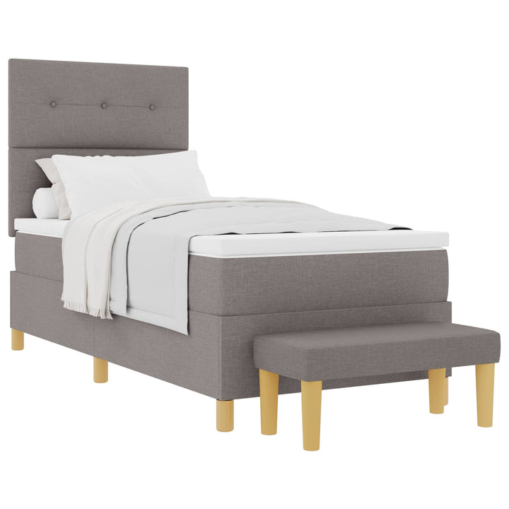 Bäddfjäder Med Kudde Med Huvudgavel Taupe 200 X 80 Cm Tyg