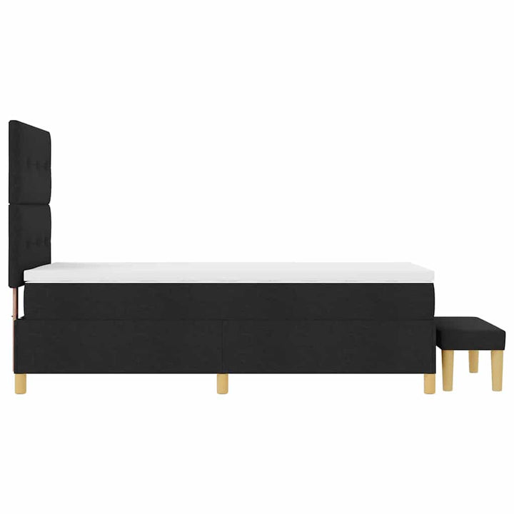 Bäddfjäder Med Huvudgavel Svart 200 X 90 Cm Tyg