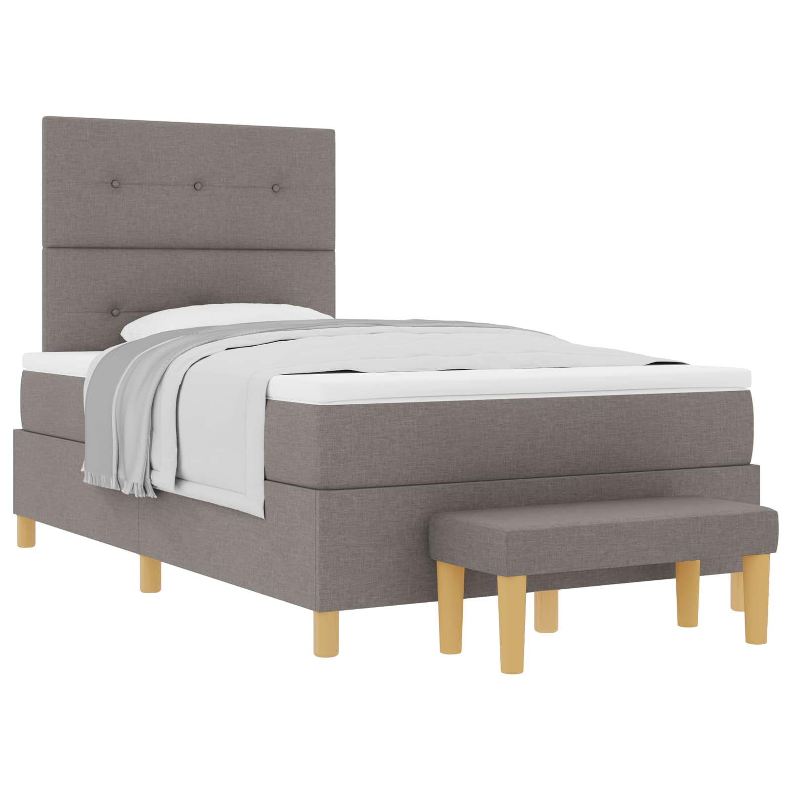 Bäddfjäder Med Huvudgavel Taupe 190 X 120 Cm Tyg