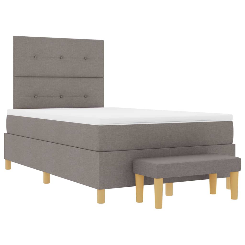 Bäddfjäder Med Madrass Med Huvudgavel Taupe 120 X 200 Cm Tyg