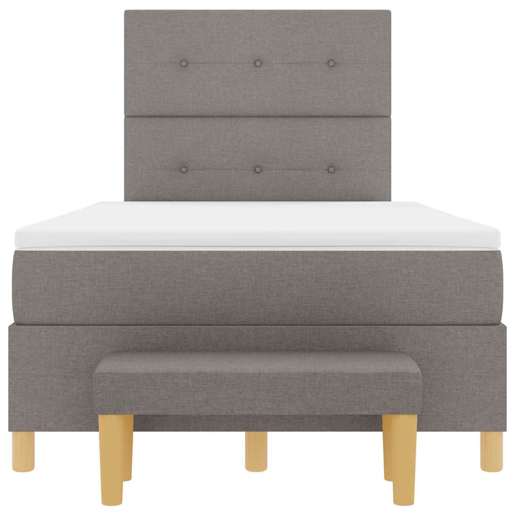 Bäddfjäder Med Madrass Med Huvudgavel Taupe 120 X 200 Cm Tyg
