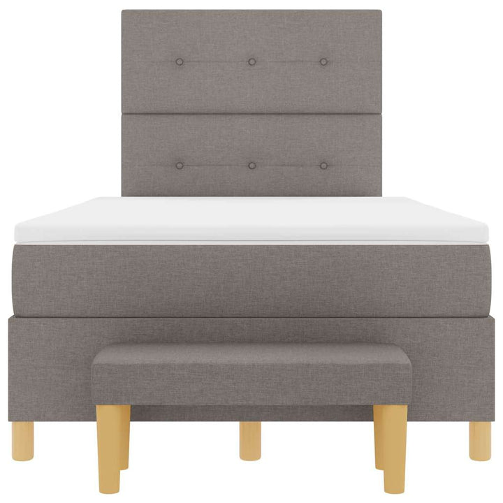 Bäddfjäder Med Madrass Med Huvudgavel Taupe 120 X 200 Cm Tyg