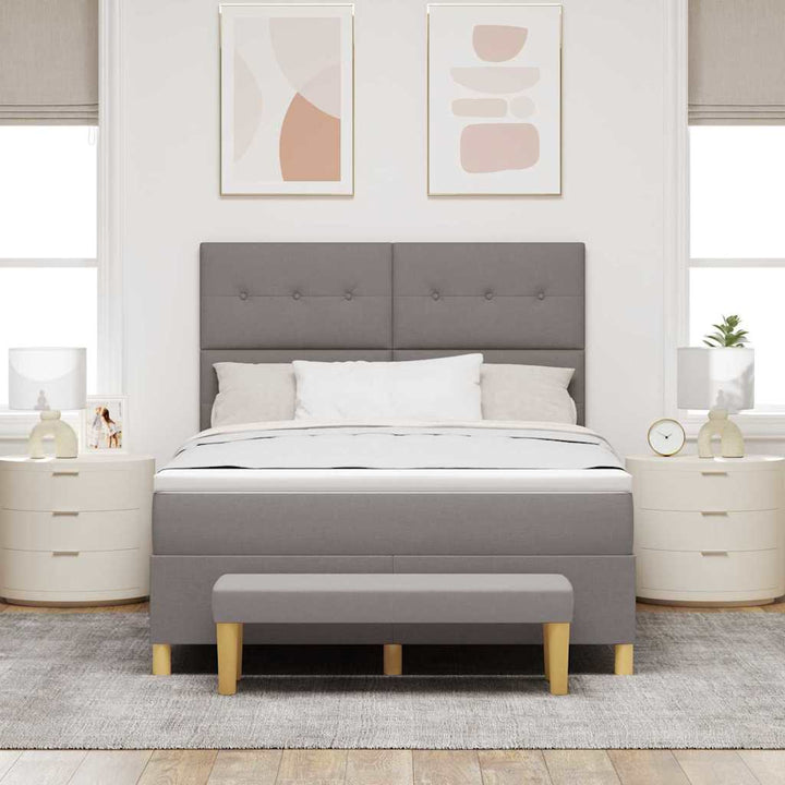 Bäddfjäder Med Huvudgavel Taupe 190 X 140 Cm Tyg
