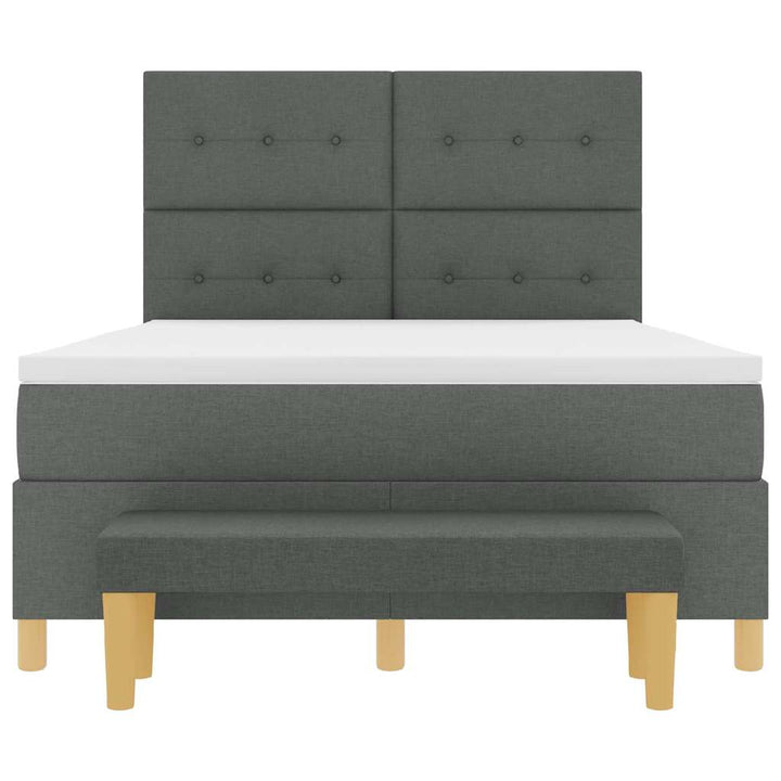 Bäddfjäder Med Kudde Med Huvudgavel Mörkgrå 200 X 140 Cm Tyg