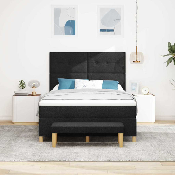 Bäddfjäder Med Huvudgavel Svart 200 X 140 Cm Tyg