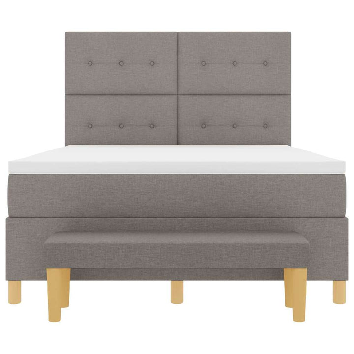 Bäddfjäder Med Madrass Med Huvudgavel Taupe 140 X 200 Cm Tyg