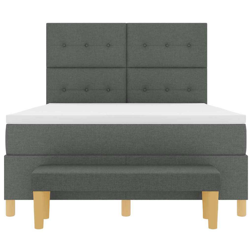 Bäddfjäder Med Huvudgavel Mörkgrå 200 X 160 Cm Tyg