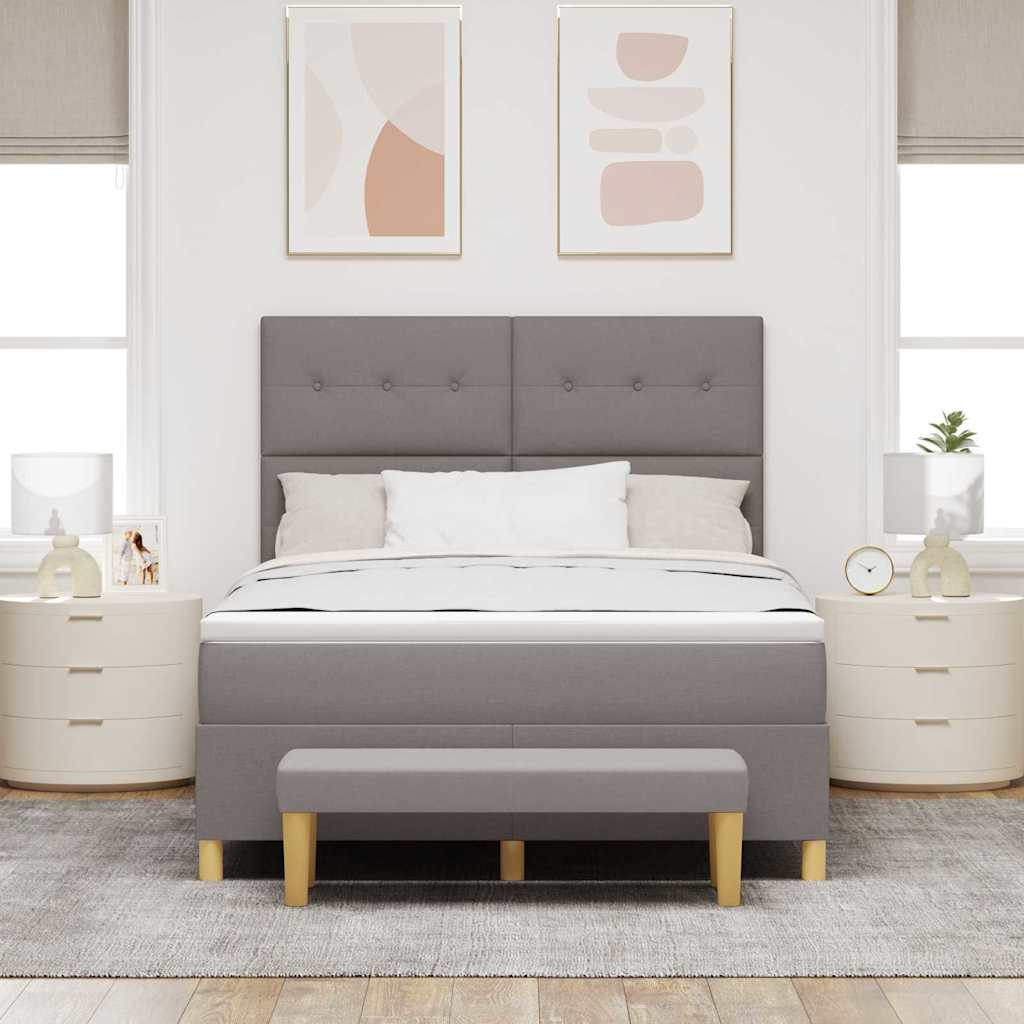 Bäddfjäder Med Huvudgavel Taupe 200 X 160 Cm Tyg