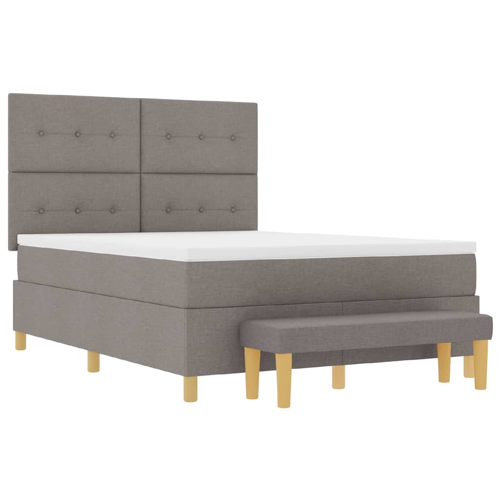 Bäddfjäder Med Huvudgavel Taupe 200 X 160 Cm Tyg