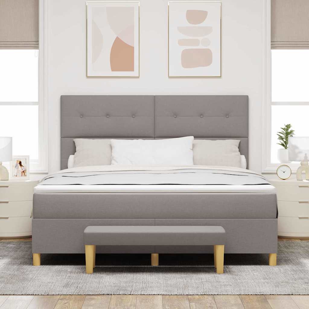 Bäddfjäder Med Huvudgavel Taupe 200 X 180 Cm Tyg