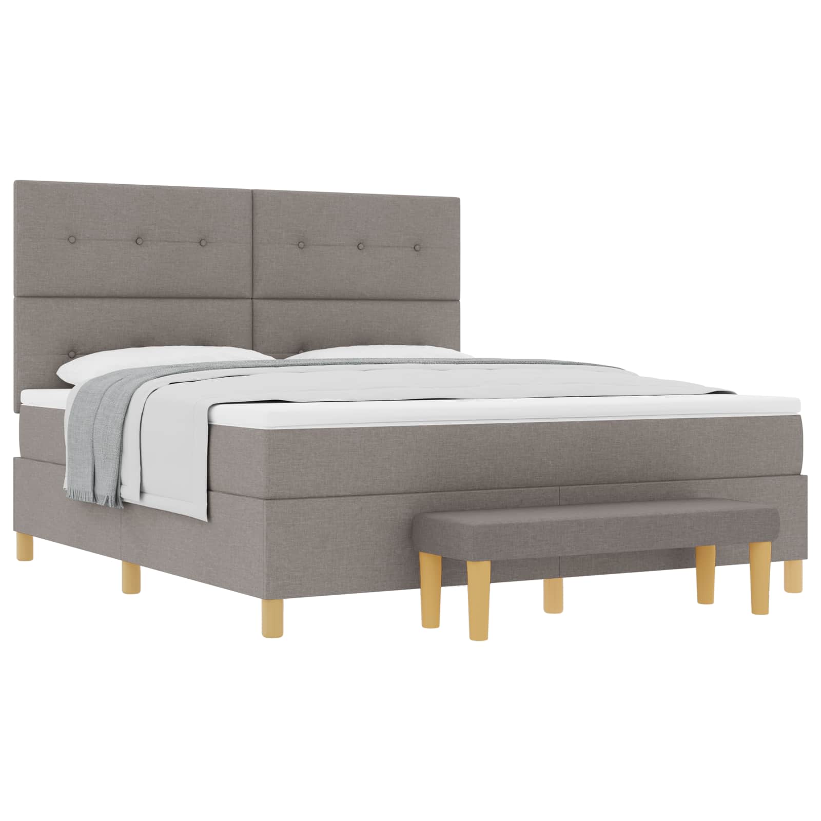 Bäddfjäder Med Huvudgavel Taupe 200 X 180 Cm Tyg