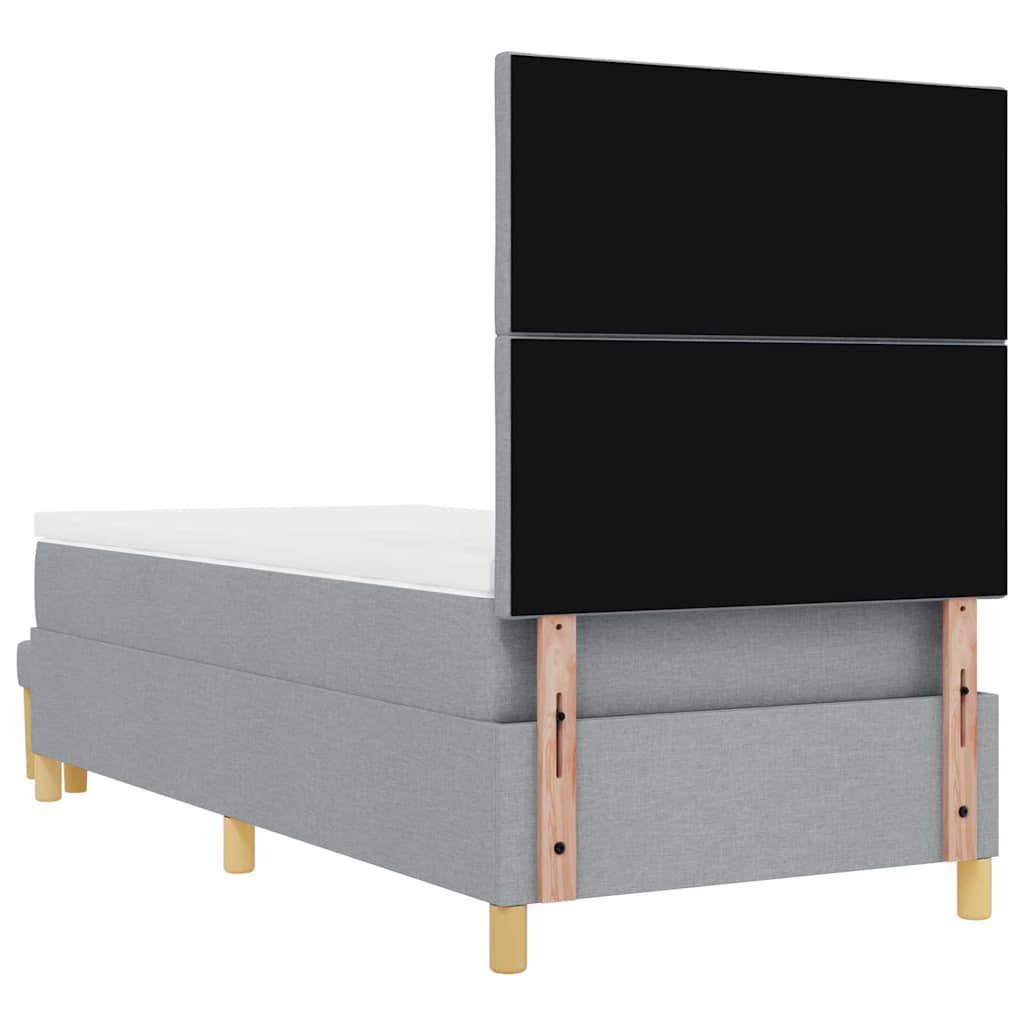 Bäddfjäder Med Kudde Med Huvudgavel Ljusgrå 200 X 100 Cm Tyg