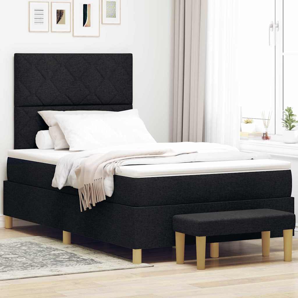 Bäddfjäder Med Kudde Med Huvudgavel Svart 200 X 120 Cm Tyg