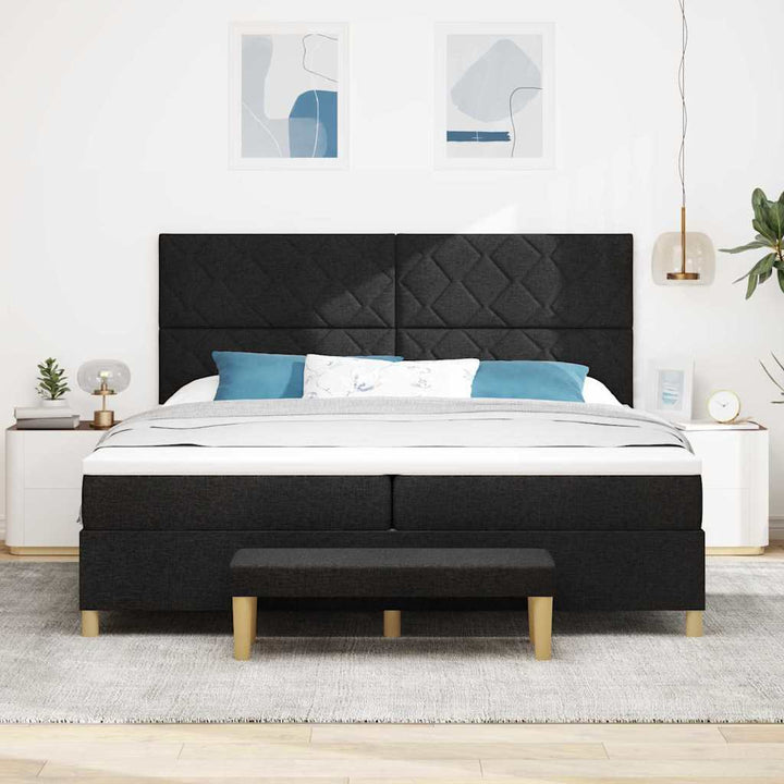 Bäddfjäder Med Huvudgavel Svart 200 X 200 Cm Tyg