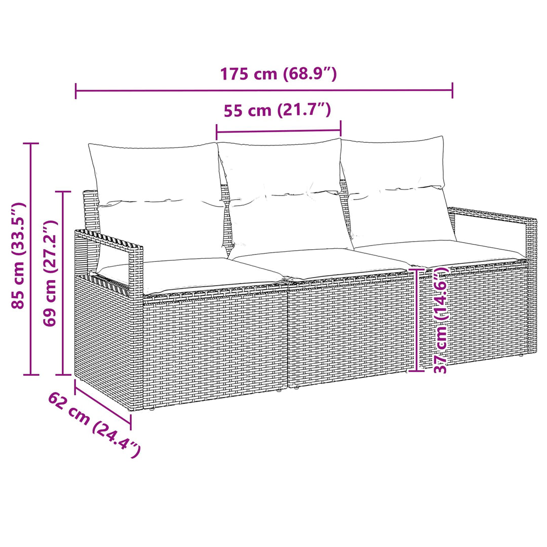 Trädgårdsoffset Med Kudde 3 Pcs Brun Och Röd Konstrotting