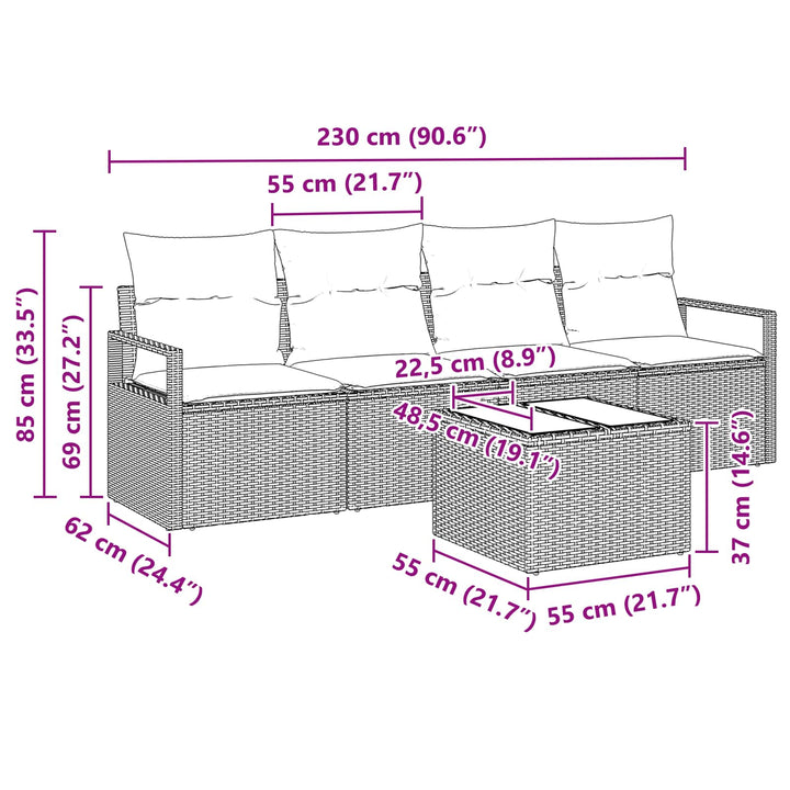 Soffset Med Kudde Med Lagring 5 Pcs Beige Och Röd Konstrotting