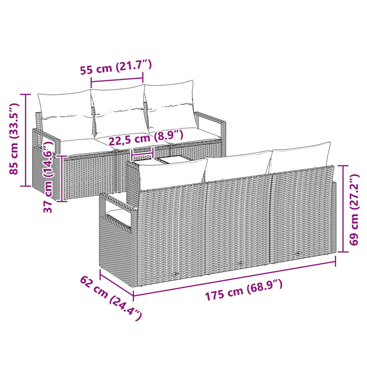 Trädgårdsoffset Med Kudde 7 Pcs Beige Och Röd Konstrotting