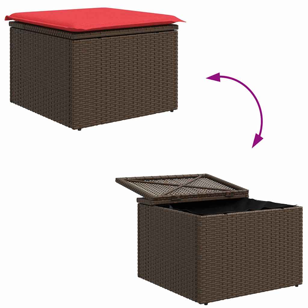Soffset Med Kudde Med Lagring 4 Pcs Brun Och Röd Konstrotting