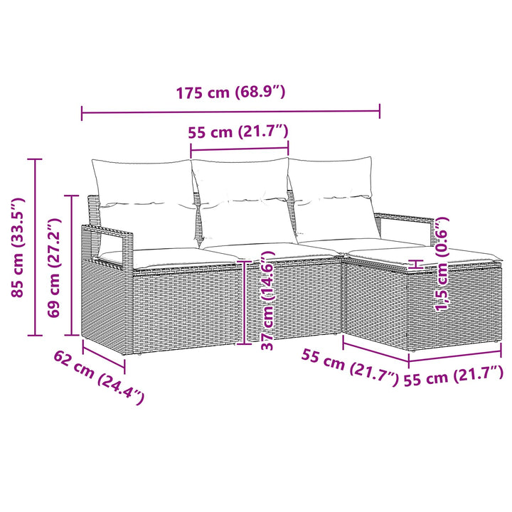 Soffset Med Kudde Med Lagring 4 Pcs Brun Och Röd Konstrotting