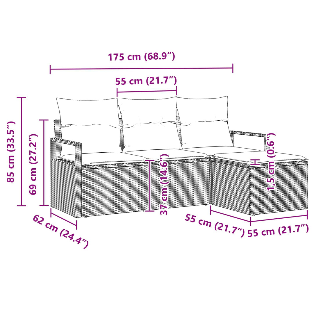 Soffset Med Kudde Med Lagring 4 Pcs Brun Och Röd Konstrotting