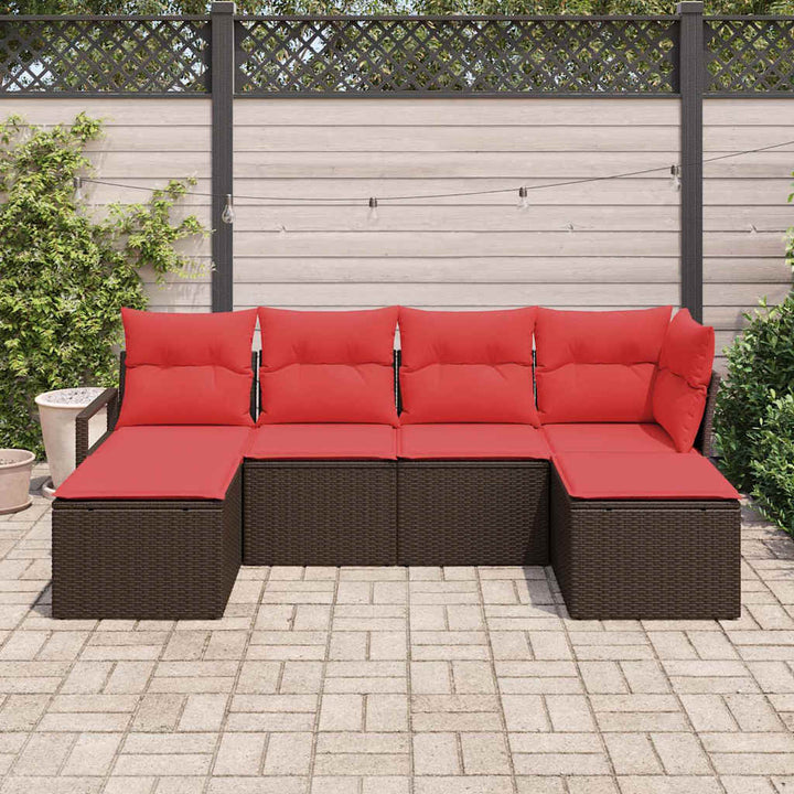 Soffset Med Kudde Med Lagring 6 Pcs Brun Och Röd Konstrotting