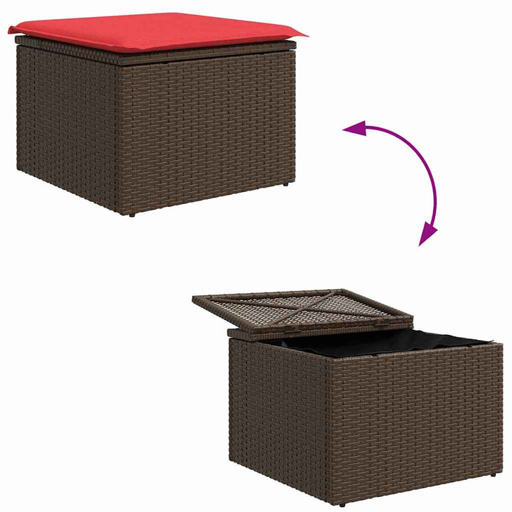 Soffset Med Kudde Med Lagring 6 Pcs Brun Och Röd Konstrotting