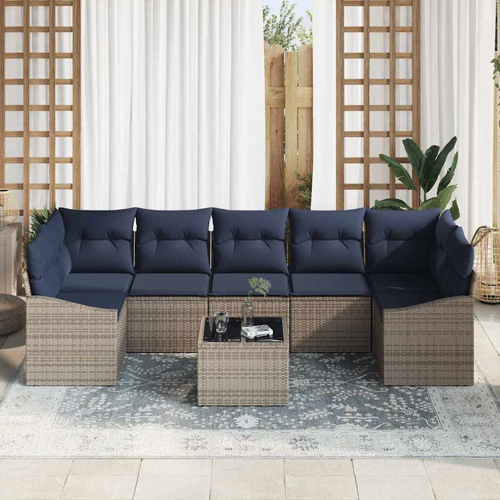 Soffset Med Kudde 8 Pcs Grå Och Marinblå Konstrotting