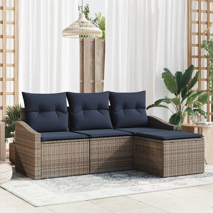 Soffset Med Kudde 4 Pcs Grå Och Marinblå Konstrotting