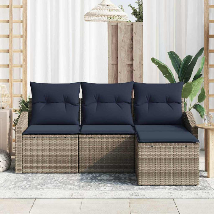 Soffset Med Kudde 4 Pcs Grå Och Marinblå Konstrotting