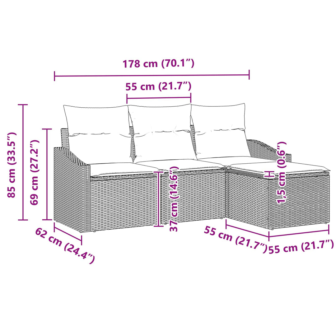 Soffset Med Kudde 4 Pcs Grå Och Marinblå Konstrotting