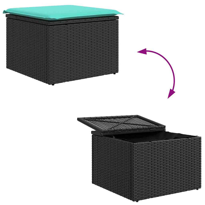 Trädgårdsoffset Med Lagring 6 Pcs Svart Och Turkos Konstrotting