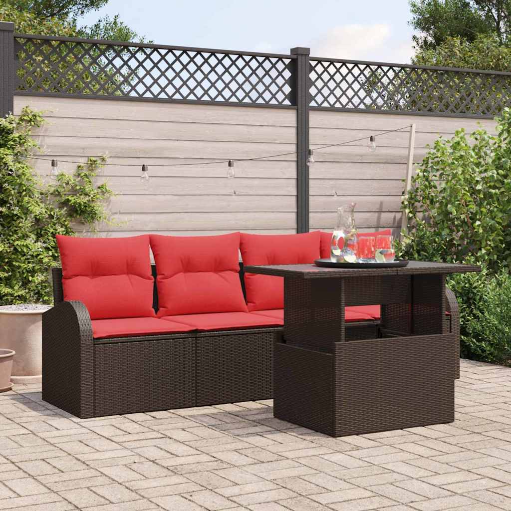 Trädgårdsoffset 5 St Brun Poly Rattan