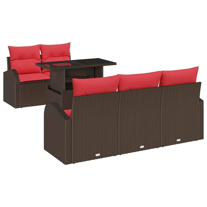 Trädgårdsoffset 6 St Brun Poly Rattan