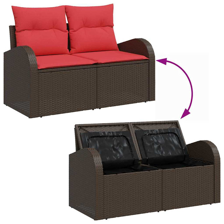 Trädgårdsoffset 6 St Brun Poly Rattan