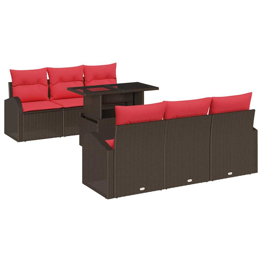 Trädgårdsoffset 7 St Brun Poly Rattan
