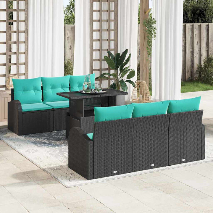 Trädgårdsoffset 7 St Brun Poly Rattan