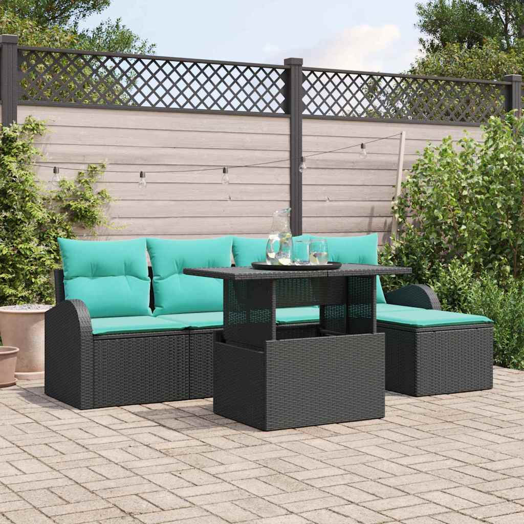 Trädgårdsoffset 6 St Brun Poly Rattan