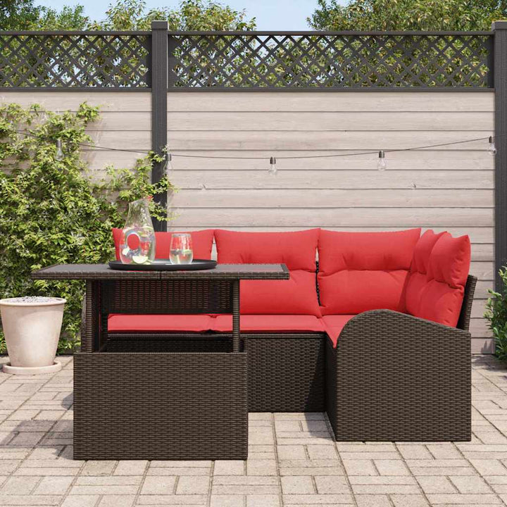 Trädgårdsoffset 5 St 4-Antal Sittplatser Brun Poly Rattan