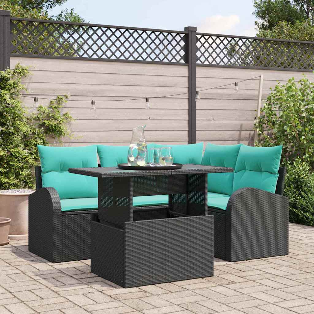 Trädgårdsoffset 5 St 4-Antal Sittplatser Brun Poly Rattan