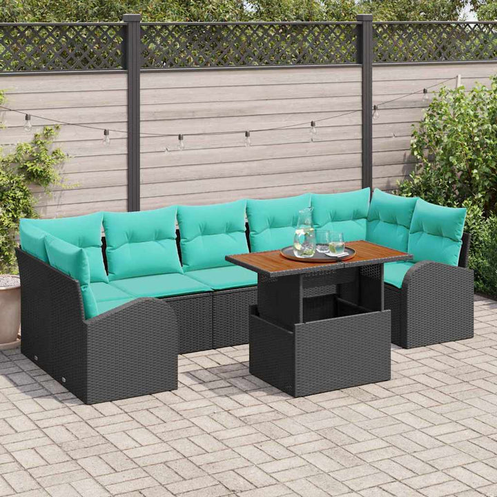 Trädgårdsoffset Med Lagring 8 Pcs Svart Poly Rattan