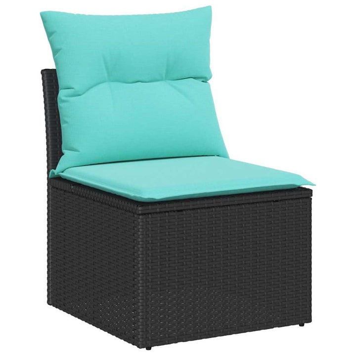 Trädgårdsoffset Med Lagring 9 Pcs Svart Poly Rattan