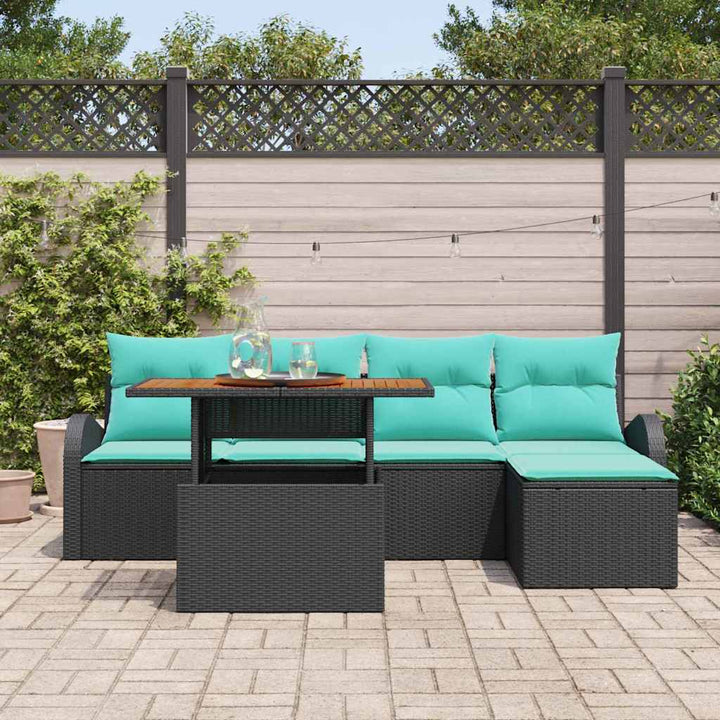 Trädgårdsoffset Med Lagring 6 Pcs Svart Poly Rattan